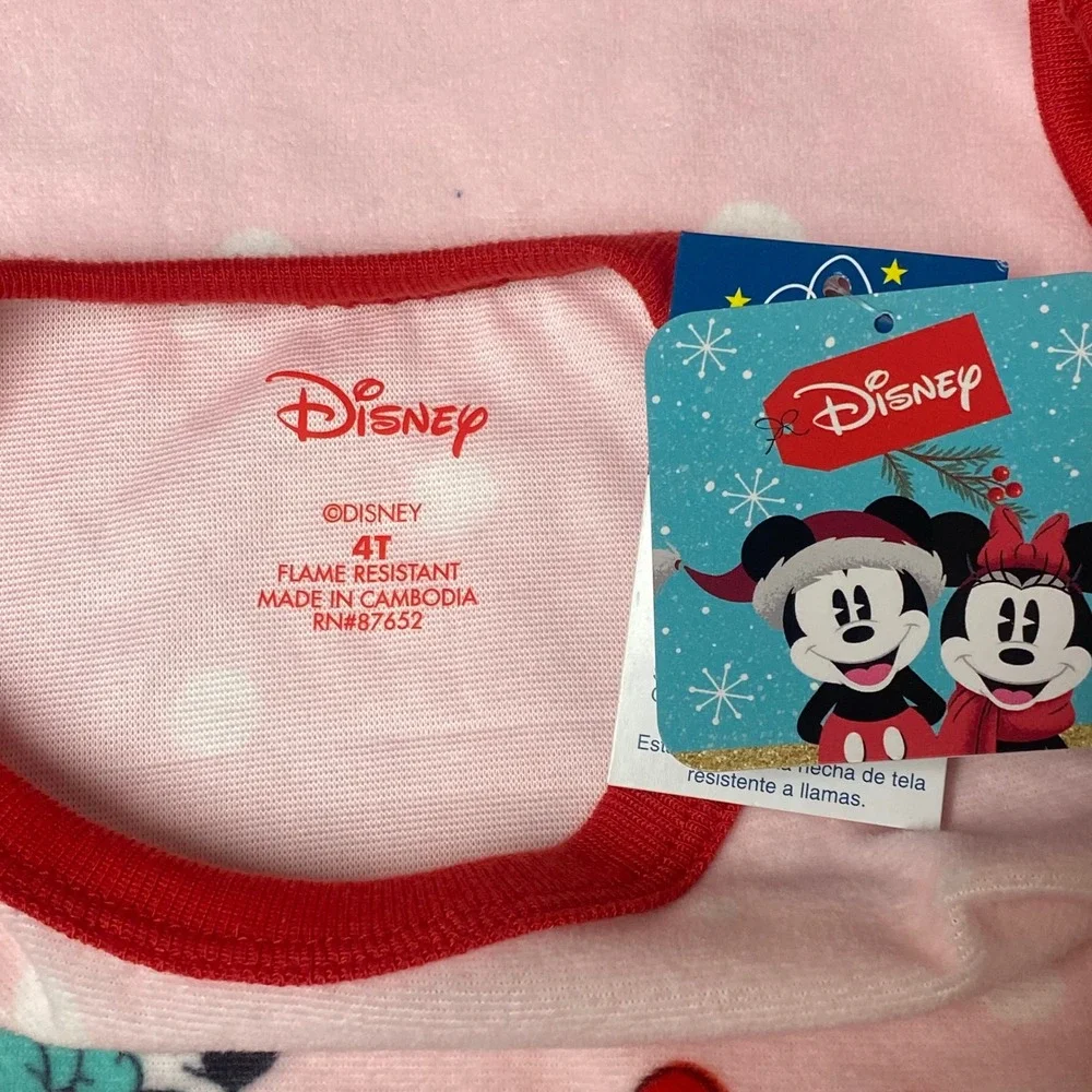 Disney Minnie‎ Mouse Christmas Pajamas Girls 4T Pink Polka Dot NWT